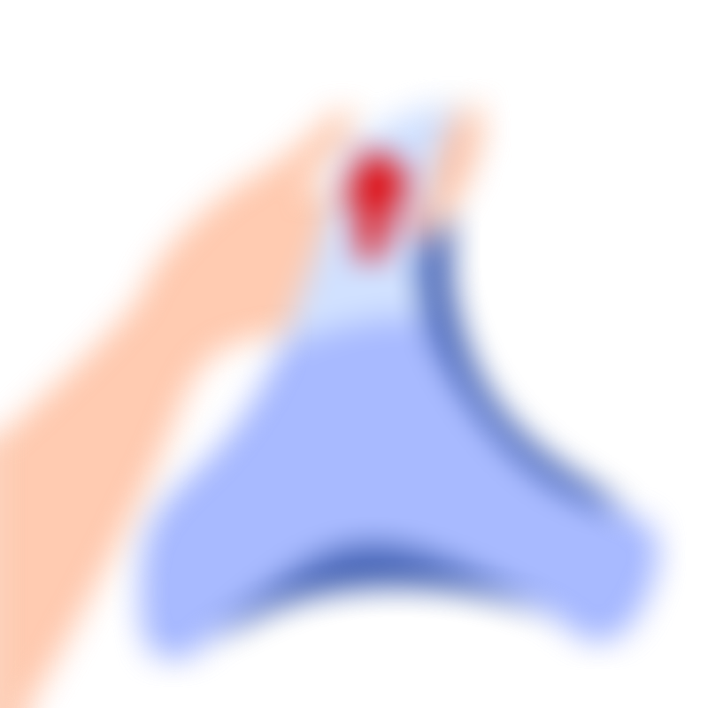 A person holding underwear with blood stain